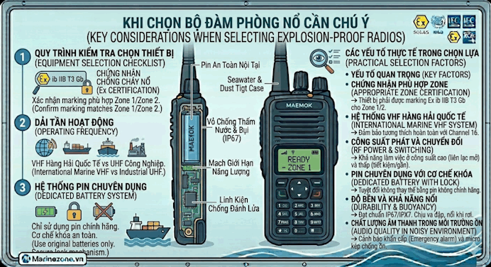 Khi chọn bộ đàm phòng nổ cần lưu ý